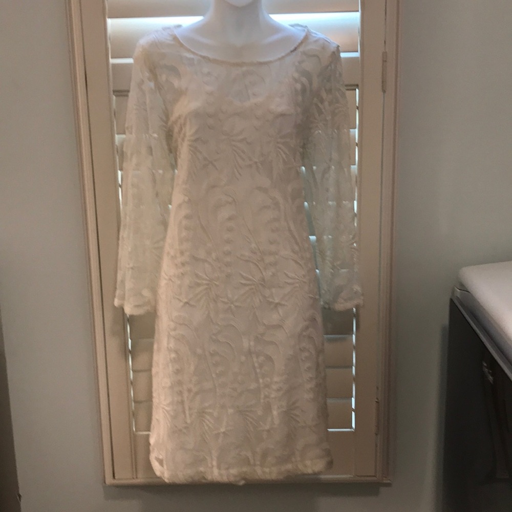 Lucky Brand Cream embroidered dress NWT